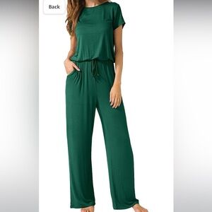 LAINAB Soft Summer Jumpsuits Short Sleeve Casual Wide Legs Rompers Large NEW